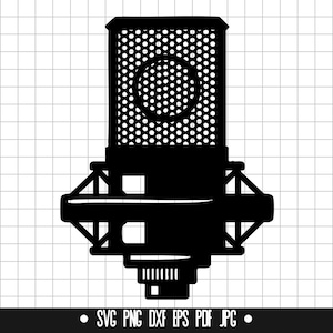 Microphone SVG, Microphone DXF, Microphone PNG, Mic Cut File, Clipart, Digital File, Svg File, Silhouette, Instant Download