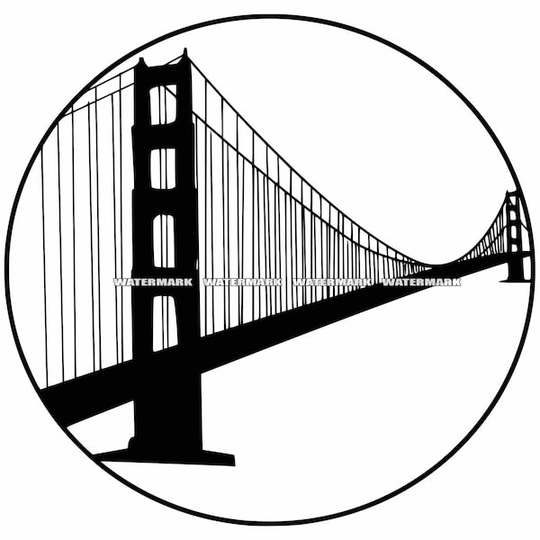 Golden Gate Bridge SVG, Golden Gate Bridge Cut File, Golden Gate Bridge DXF, Golden Gate Bridge PNG, Clipart, Silhouette, Cricut file