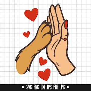 Hund High Five Schrift, Mensch und Hund Schrift, Pfote und Hand Schrift, Haustier Liebe geschnitten, Hund Freundschaft geschnitten Datei, PNG, Clipart, Sofort Download