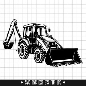 Baggerbagger svg, Lader Traktor svg, Baggerbagger Ausrüstung svg, Baufahrzeug svg, svg Dxf Png geschnitten Datei-Download