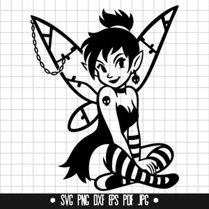 Gothic Fairy Svg, Punk Fairy Svg, Dark Fairy Svg, Cute Fairy Svg, Fantasy Svg, Wings Svg, Cut File, Clipart, Instant Download