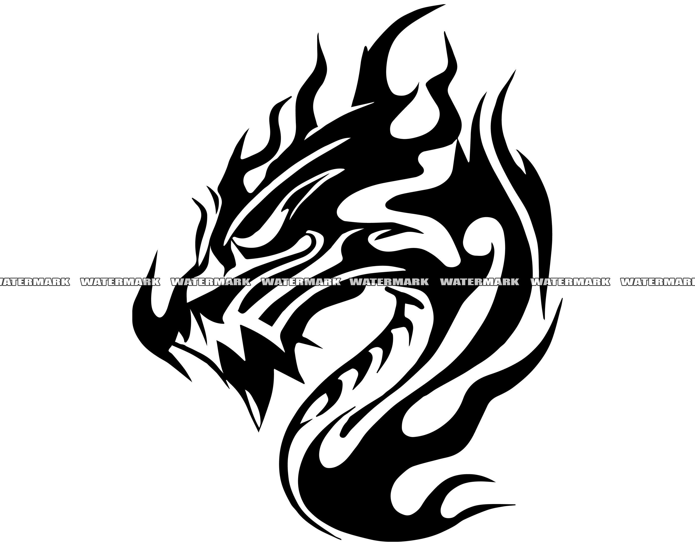 Tribal Dragon Face Tattoo