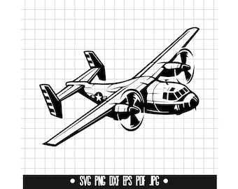 Military Plane SVG, Propeller Aircraft DXF, Army Plane PNG, War Plane Cut File, Clipart, Digital File, Silhouette, Instant Download