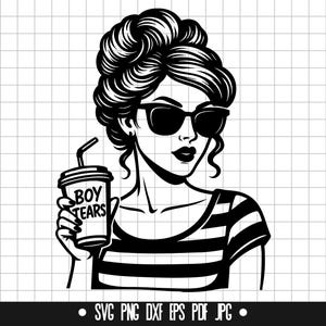 Junge Tränen Konfetti, Mädchen Power Konfetti, Retro Frau Konfetti, Sass Kaffeetasse, Kaffeetasse Starke Frau, Gestreiftes Hemd, Stylisches Design