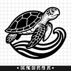 Meeresschildkröte SVG, Schildkröte Welle DXF, Meerestier PNG, Schildkröte geschnitten, Datei, Clipart, digitale Datei, Silhouette, Sofort Download