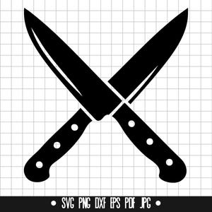 Crossed Knives Svg, Chef Knife Svg, Knife Clipart Svg, Knife Cut File Svg, Knife Silhouette Svg, Knife Png, Knife Dxf, Knife Pdf