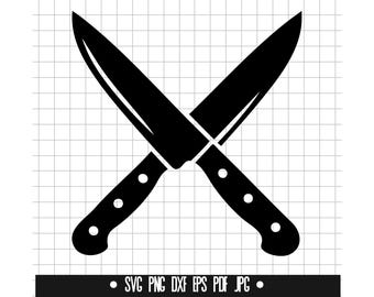 Crossed Knives Svg, Chef Knife Svg, Knife Clipart Svg, Knife Cut File Svg, Knife Silhouette Svg, Knife Png, Knife Dxf, Knife Pdf