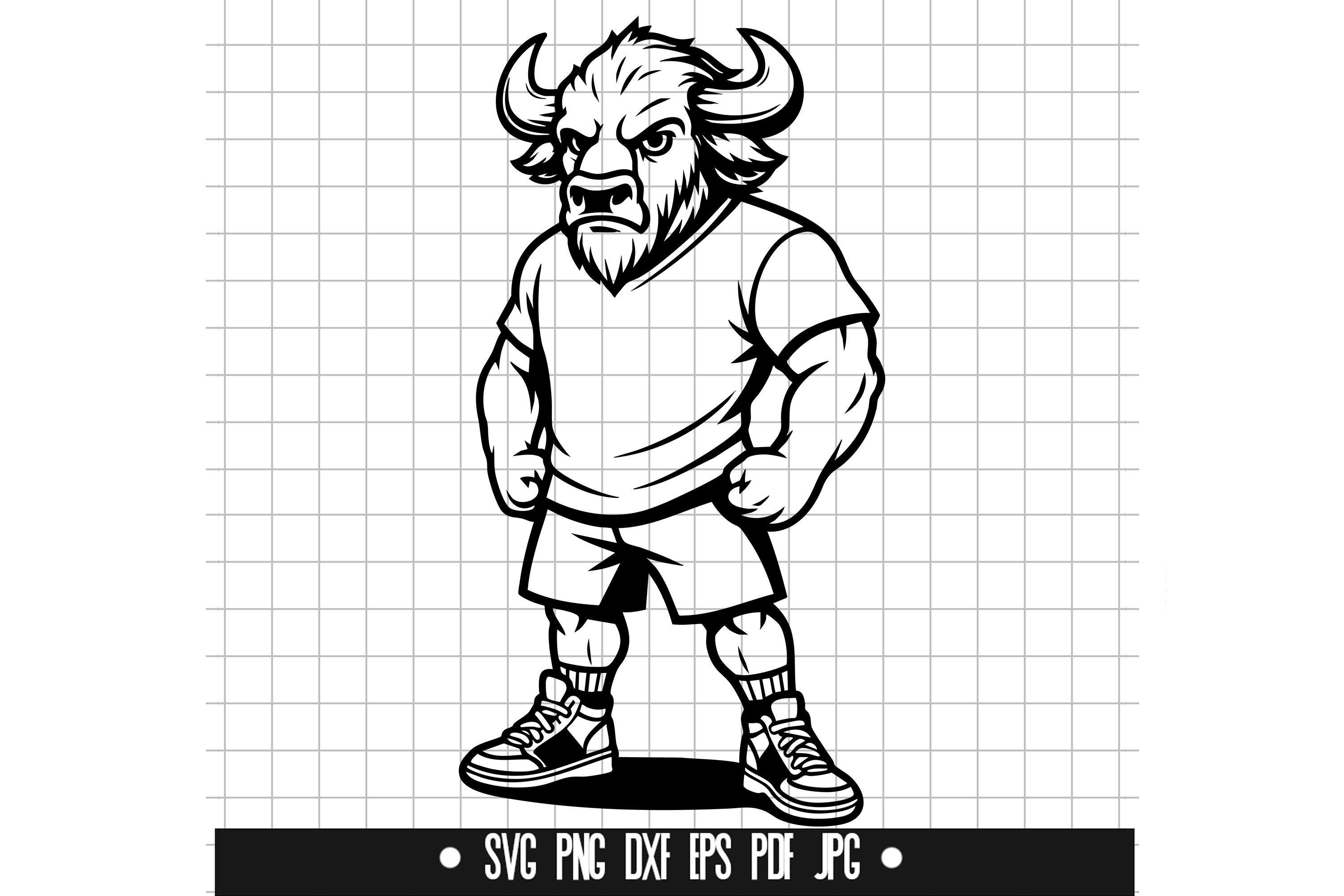 Buffalo SVG, Angry Buffalo DXF, Mascot PNG, Strong Animal Cut File ...