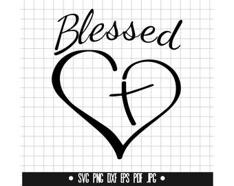 Blessed Heart Cross SVG, Blessed Heart Cross DXF, Blessed Heart Cross PNG, Cut File, Clipart, Digital File, Instant Download