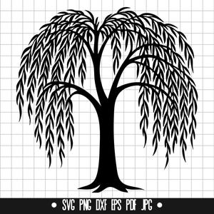 Willow Tree Svg, Tree Svg, Hanging Tree Svg, Nature Svg, Weeping Willow Svg, Silhouette Tree Svg, Botanical Svg, Cut File Svg
