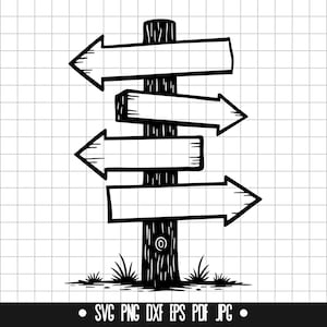 Signpost SVG, Direction Arrow DXF, Sign PNG, Road Sign Cut File, Clipart, Digital File, Svg File, Silhouette, Instant Download