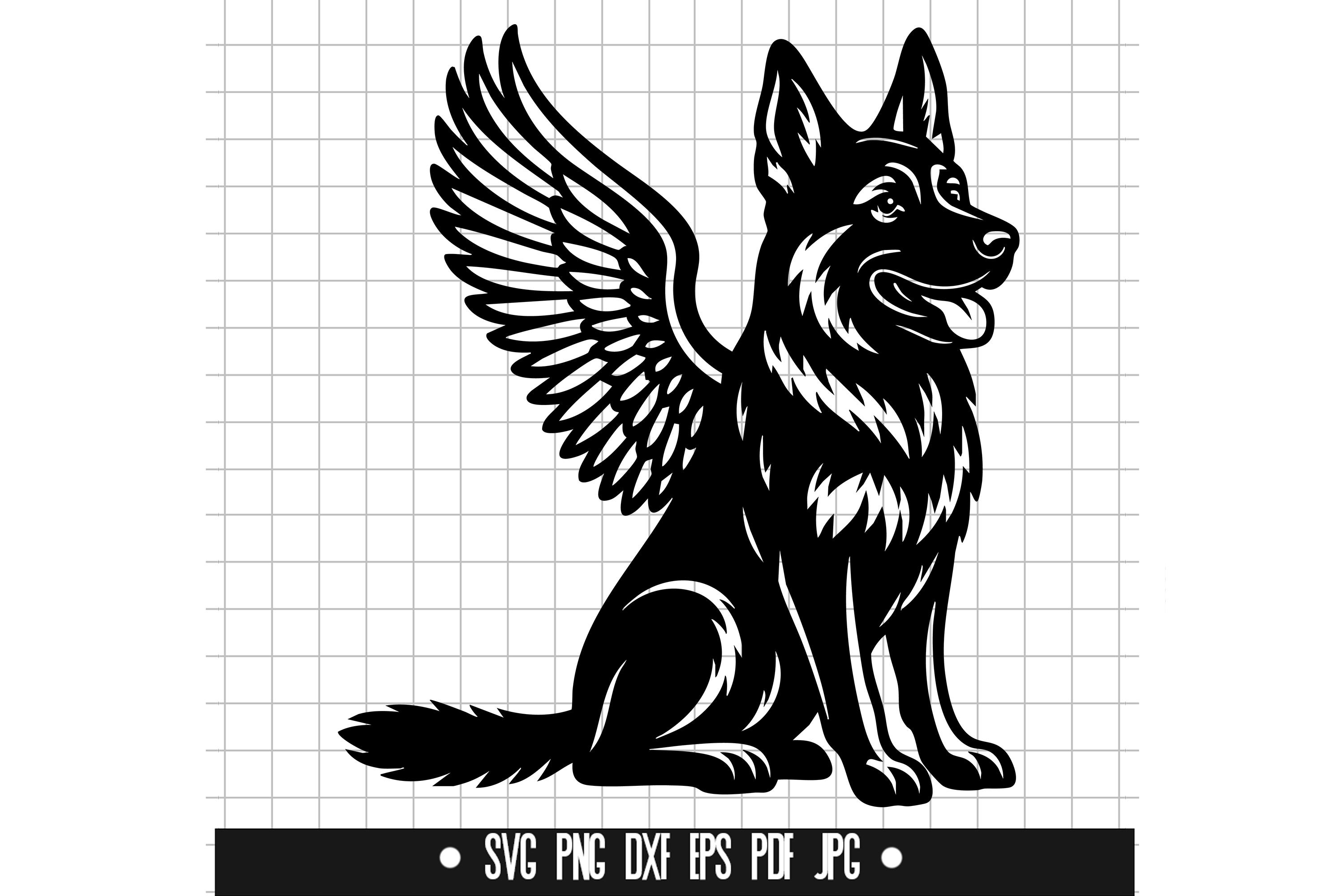 Angel Dog SVG, German Shepherd Wings PNG, Memorial Dog Cut File