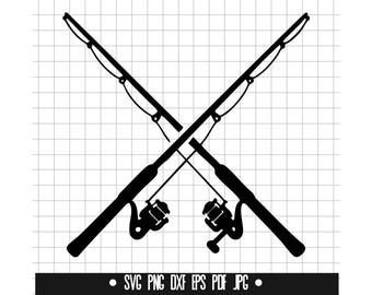 Fishing Rod Svg, Fishing Rod Clipart Svg, Crossed Rods Svg, Cricut Design Svg, Instant Download Svg