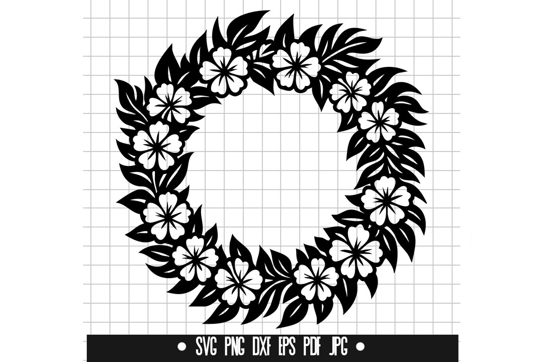 Floral Wreath SVG, Flower Wreath DXF, Leaf Frame PNG, Circle Cut File ...