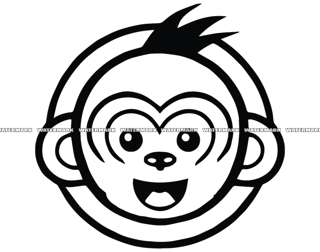 Cute Monkey Face SVG 1 Cute Monkey Face Cut File Cute Etsy
