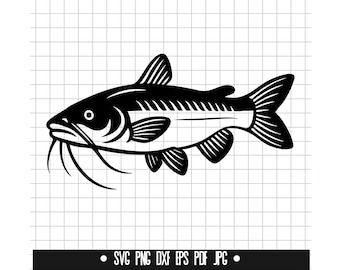 Catfish SVG, Catfish DXF, Catfish PNG, Catfish Cut File, Clipart, Digital File, Svg File, Silhouette