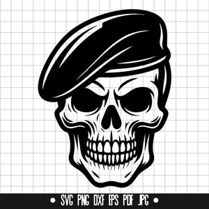 Skull Beret SVG, Skull Beret DXF, Skull Beret PNG, Skull Beret Cut File, Clipart, Digital File, Svg File, Silhouette, Instant Download