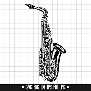Saxophon SVG, Saxophon DXF, Saxophon PNG, Saxophon schneiden Datei, Clipart, Digitale Datei, SVG, Silhouette, Instant Download