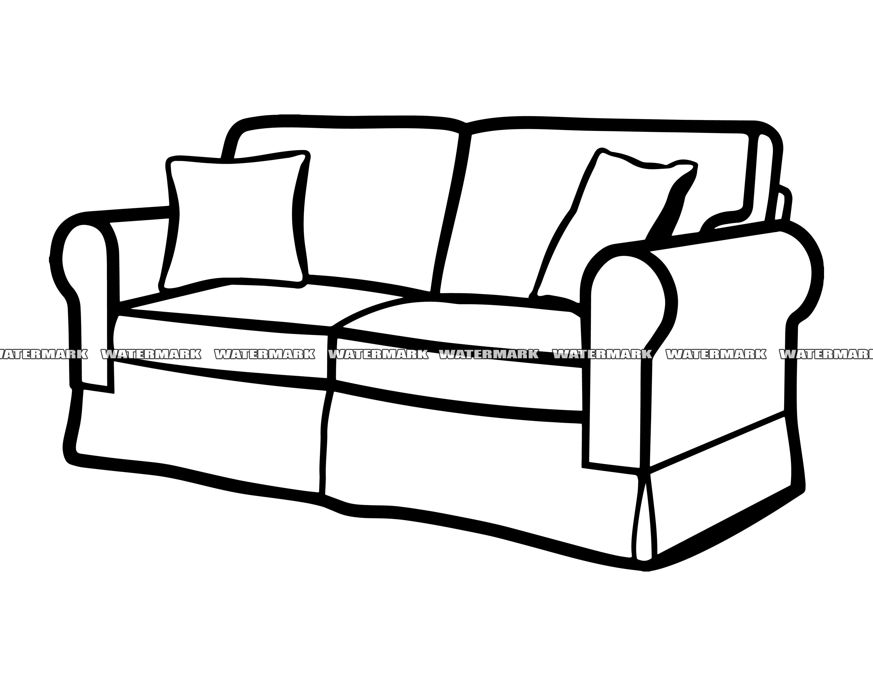 Sofa Clipart Black And White