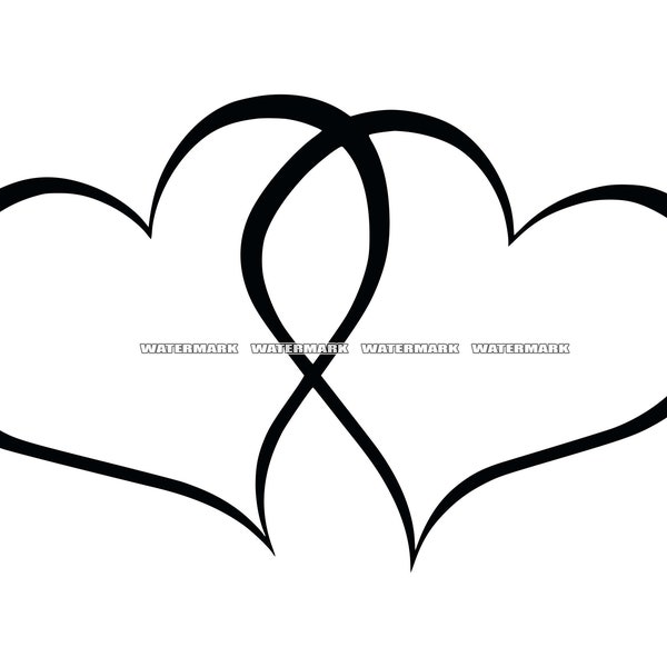Two Heart SVG, Hearts SVG, Two Heart DXF, Two Heart Png, Two Heart Clipart, Two Heart Silhouette, Two Heart Cut File, Two Heart Logo