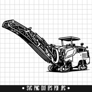 Asphaltfräsen svg, Straßenfräsen svg, Asphalt Cutter Säger svg, schwere Maschine svg, svg Dxf Png Cut File für Cricut und Silhouette