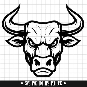 Bull Head Svg, Bull Clipart Svg, Angry Bull Svg, Taurus Svg, Horned Bull Svg, Animal Svg, Rodeo Svg, Western Svg, Cricut Svg, Cut File