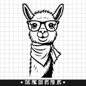 ラマ グラス SVG、ラマ グラス DXF、ラマ グラス PNG、ラマ カット ファイル、クリップアート、デジタル ファイル、SVG ファイル、シルエット、即時ダウンロード