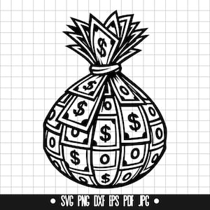 Money Bag SVG, Money Bag DXF, Money Bag PNG, Money Bag Cut File, Clipart, Digital File, Svg File, Silhouette, Instant Download