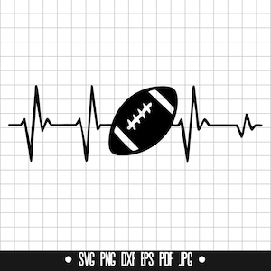 Football Heartbeat Svg, Football Heartbeat Cut File, Clipart, Digital File, Svg File, Silhouette, Instant Download