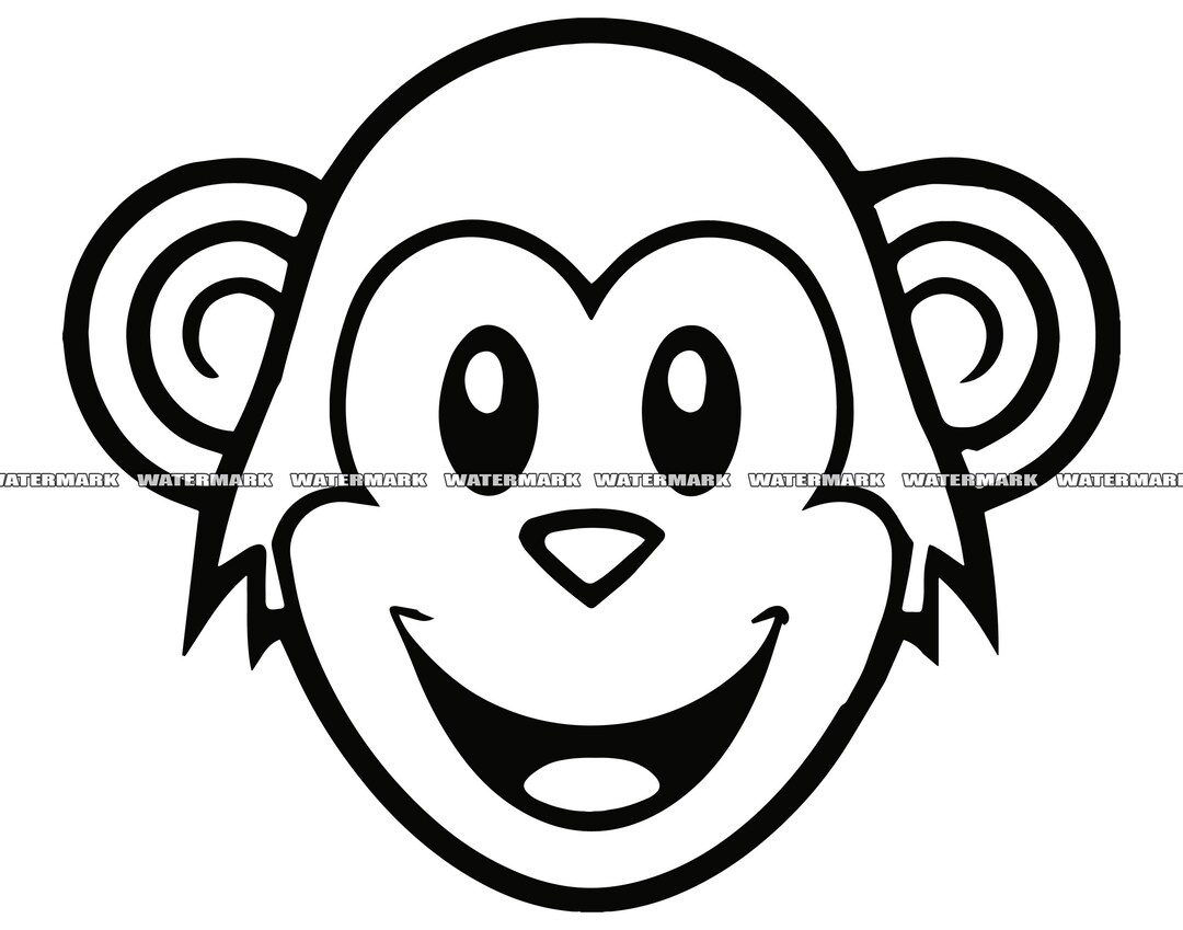 Cute Monkey Face SVG 2 Cute Monkey Face Cut File Cute Etsy