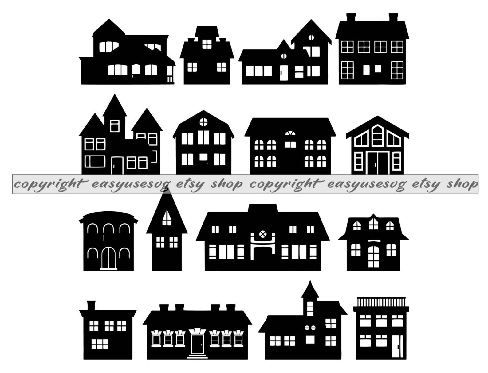 House SVG Bundle, House SVG, House DXF, House Clipart, House Silhouette