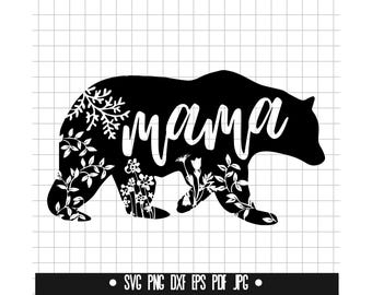 Mama Bear SVG, Mama Bear DXF, Mama Bear PNG, Mama Bear Cut File, Clipart, Digital File, Svg File, Silhouette, Instant Download