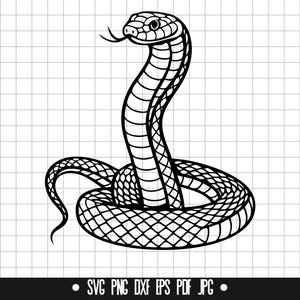 Cobra Snake SVG, Snake DXF, Cobra PNG, gesneden bestand, clipart, digitaal bestand, SVG-bestand, Cricut, Instant Download