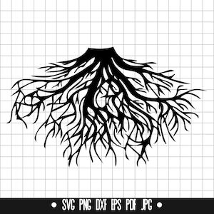 Tree Roots SVG, Roots DXF, Tree Base PNG, Cut File, Clipart, Silhouette, Digital Design