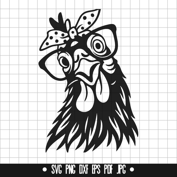 Funny Chicken SVG, boerderijkip DXF, Chicken Lady PNG, Chicken Cut-bestand, Clipart, Digitaal bestand, Svg-bestand, Silhouet, Instant Download