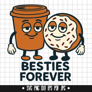 Ciasteczko kawowe Svg, Besties Svg, Coffee Buddy Svg, Cookie Friend Svg, Best Friends Svg, Kawaii Coffee Svg, Breakfast Friends Svg