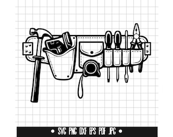 Tool Belt SVG, Carpenter Tools PNG, DXF, Eps, Cut File, Clipart, Digital File, Svg File, Silhouette, Instant Download