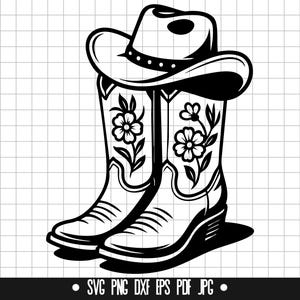 Cowboystövlar Svg, Cowgirlhatt Svg, Western Svg, Country Svg, Rodeo Svg, Farm Svg, Texas Svg, Boot Svg