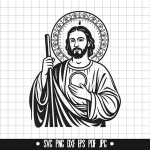 St Jude SVG, Saint DXF, Religious PNG, Apostle Cut File, Clipart, Digital File, Svg File, Silhouette, Instant Download