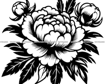 牡丹 SVG、牡丹 DXF、牡丹 PNG、牡丹カット ファイル、牡丹クリップ