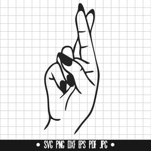 Fingers Crossed SVG, Hand Sign DXF, Fingers PNG, Hand Cut File, Clipart, Digital File, Svg File, Silhouette, Instant Download