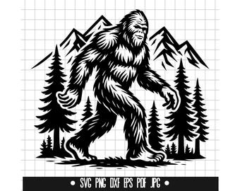 Bigfoot Forest SVG, Bigfoot Forest DXF, Bigfoot Forest PNG, Bigfoot Forest Cut File, Clipart, Digital File, Svg File, Instant Download