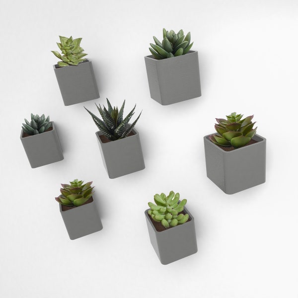 Jardinière murale CUBE, idéale pour les plantes grasses, cactus et autres plantes d'intérieur, design décoratif moderne, imprimé en 3D [Fabriqué au Canada]