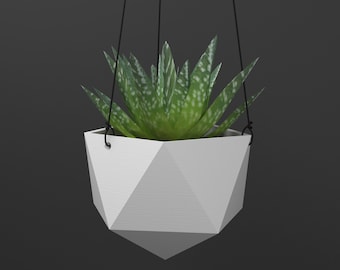 Jardinera colgante geométrica, ideal para suculentas y cactus, diseño moderno, impresa en 3D [Hecho en Canadá]