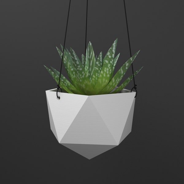 Geometric hanging planter, ideal for succulents and cacti, modern design, 3d printed [Made in Canada]