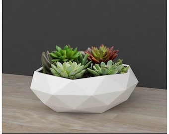 Geometric bowl, can be used for decoration, as fruit bowl, or for a succulent garden,- 3d printed [Made in Canada]