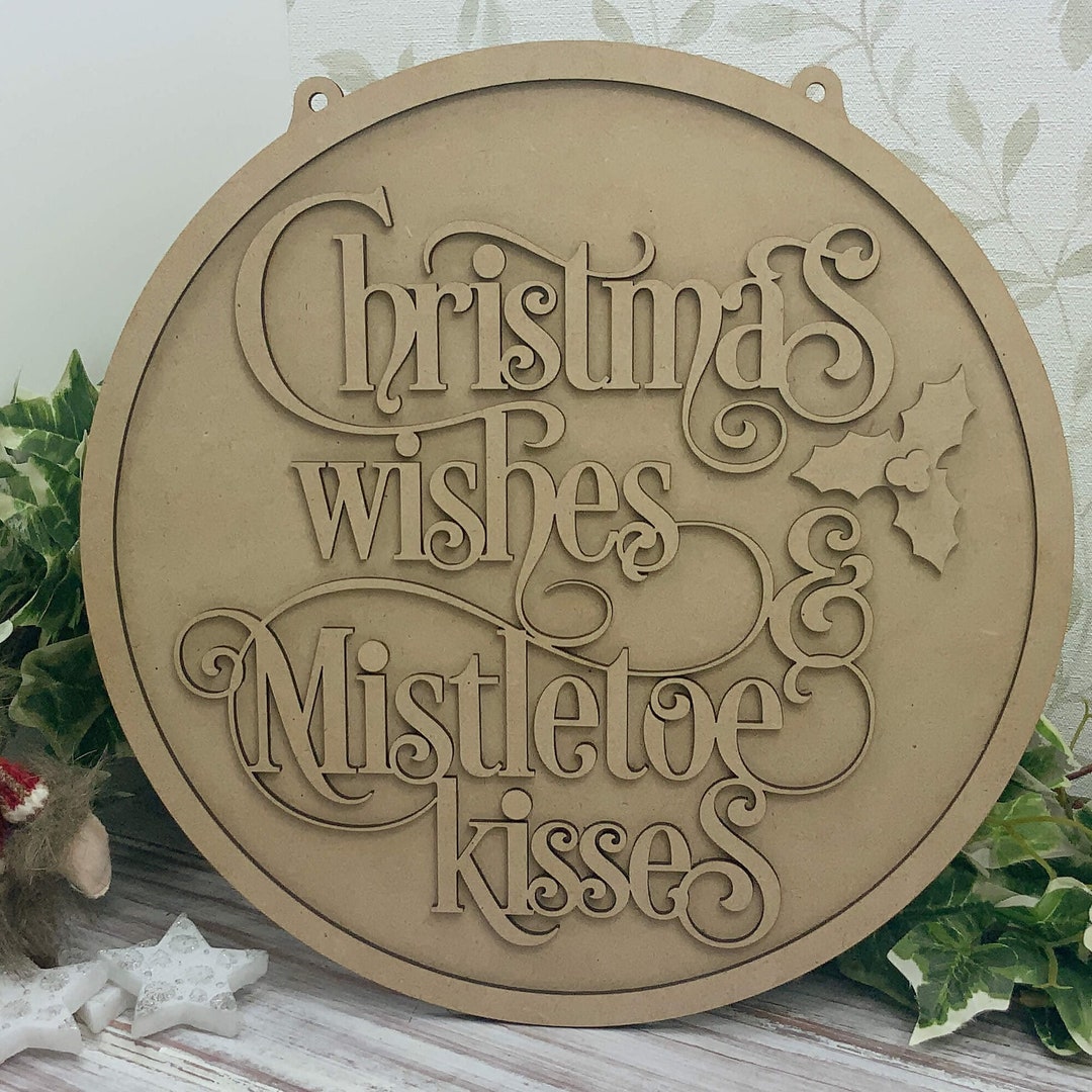 Christmas Wishes and Mistletoe Wall Sign, Christmas Wall Hanging Plaque ...