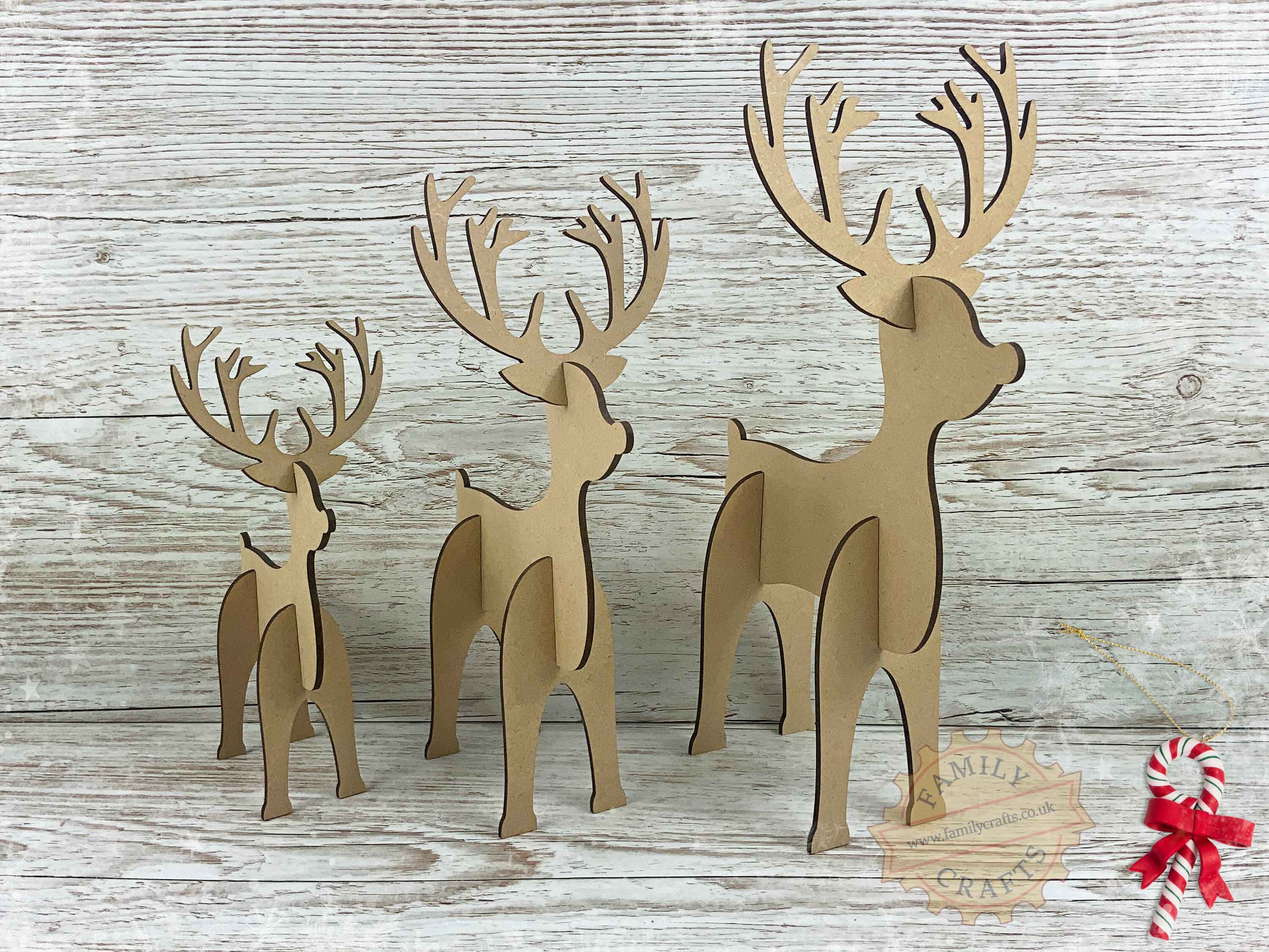Freestanding Christmas Reindeer Set of 3 MDF Reindeer Shapes Etsy