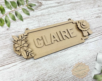 Personalised Children’s Room Door Sign, Lion Jungle Themed, Name Sign, Door Plaque, Street Sign, MDF Wood, Laser Cut