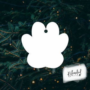3.5&quot; Sublimation Monogram Moments Dog Paw hardboard blanks, sublimation Christmas, MDF Christmas ornament, Unisub® Whiteboard, 10 Pack